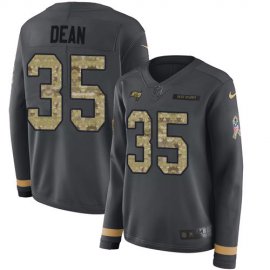 Nike Tampa Bay Buccaneers #35 Jamel Dean Anthracite Salute to Service Womens Stitched NFL Limited Therma Long Sleeve Jersey