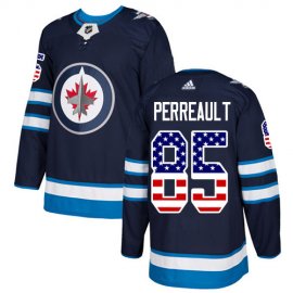 Adidas Winnipeg Jets #85 Mathieu Perreault Navy Blue Home Authentic USA Flag Stitched NHL Jersey