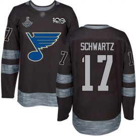 Adidas St. Louis Blues #17 Jaden Schwartz Black 1917-2017 100th Anniversary Stanley Cup Champions Stitched NHL Jersey