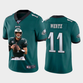Philadelphia Eagles #11 Carson Wentz Nike Team Hero 2 Vapor Limited NFL 100 Jersey Green