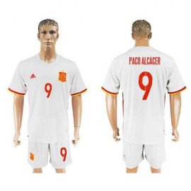 Spain #9 Paco Alcacer Away Soccer Country Jersey