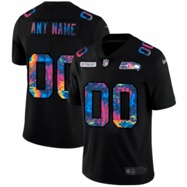 Seattle Seahawks Custom Mens Nike Multi-Color Black 2020 NFL Crucial Catch Vapor Untouchable Limited Jersey
