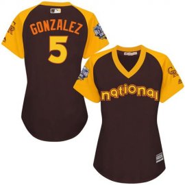 Colorado Rockies #5 Carlos Gonzalez Brown 2016 All-Star National League Womens Stitched MLB Jersey