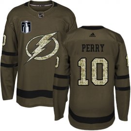 Adidas Tampa Bay Lightning #10 Corey Perry Green 2022 Stanley Cup Final Patch Salute to Service Stitched NHL Jersey Mens