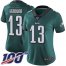Nike Philadelphia Eagles #13 Nelson Agholor Midnight Green Team Color Womens Stitched NFL 100th Season Vapor Limited Jersey
