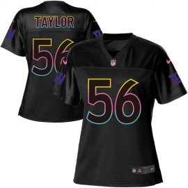 Nike New York Giants #56 Lawrence Taylor Black Womens NFL Fashion Game Jersey