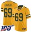 Nike Green Bay Packers #69 David Bakhtiari Gold Mens Stitched NFL Limited Inverted Legend 100th Season Jersey