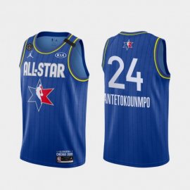 Mamba Forever Mens Milwaukee Bucks #24 Giannis Antetokounmpo Blue 2020 NBA All-Star Game Jersey