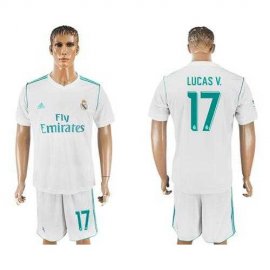 Real Madrid #17 Lucas V. White Home Soccer Club Jersey
