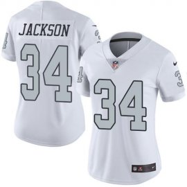 Nike Las Vegas Raiders #34 Bo Jackson White Womens Stitched NFL Limited Rush Jersey