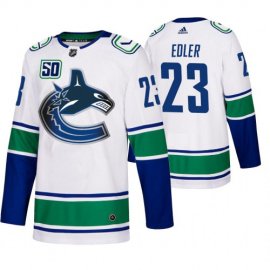 Vancouver Canucks #23 Alexander Edler 50th Anniversary Mens White 2019-20 Away Authentic NHL Jersey