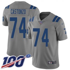 Nike Indianapolis Colts #74 Anthony Castonzo Gray Mens Stitched NFL Limited Inverted Legend 100th Season Jersey