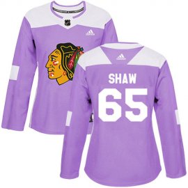 Adidas Chicago Blackhawks #65 Andrew Shaw Purple Authentic Fights Cancer Womens Stitched NHL Jersey