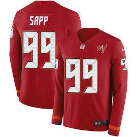 Nike Tampa Bay Buccaneers #99 Warren Sapp Red Team Color Mens Stitched NFL Limited Therma Long Sleeve Jersey