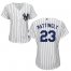 New York Yankees #23 Don Mattingly White Strip Home Womens Stitched MLB Jersey