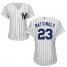 New York Yankees #23 Don Mattingly White Strip Home Womens Stitched MLB Jersey