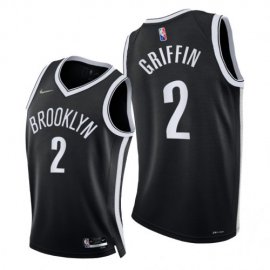 Nike Brooklyn Nets #2 Blake Griffin Mens 2021-22 75th Diamond Anniversary NBA Jersey Black Mens