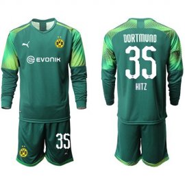Dortmund #35 Hitz Army Green Goalkeeper Long Sleeves Soccer Club Jersey