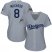 Los Angeles Dodgers #8 Manny Machado Grey Alternate Road 2018 World Series Womens Stitched MLB Jersey