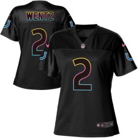 Indianapolis Colts #2 Carson Wentz Black Womens NFL Fashion Game Jersey