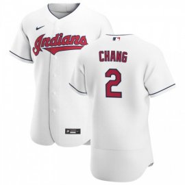 Cleveland Indians #2 Yu Chang Mens Nike White Home 2020 Authentic Team MLB Jersey