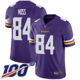Nike Minnesota Vikings #84 Randy Moss Purple Team Color Mens Stitched NFL 100th Season Vapor Limited Jersey
