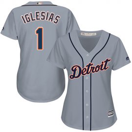 Detroit Tigers #1 Jose Iglesias Grey Road Womens Stitched MLB Jersey
