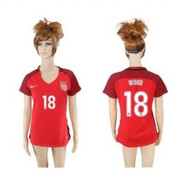 Womens USA #18 Wood Away Soccer Country Jersey