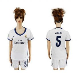 Womens Real Madrid #5 Zidane Home Soccer Club Jersey