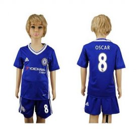 Chelsea #8 Oscar Blue Home Kid Soccer Club Jersey