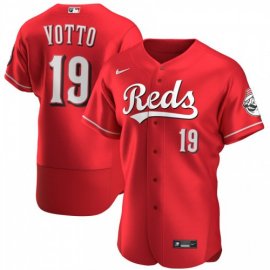 Cincinnati Reds #19 Joey Votto Mens Nike Scarlet Authentic Alternate Player MLB Jersey