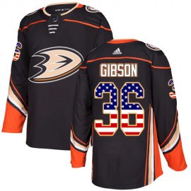 Adidas Anaheim Ducks #36 John Gibson Black Home Authentic USA Flag Stitched NHL Jersey