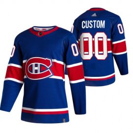 Montreal Canadiens Custom Blue Mens Adidas 2020-21 Reverse Retro Alternate NHL Jersey