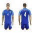 Brazil #4 David Luiz Blue Soccer Country Jersey