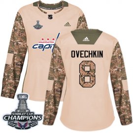 Adidas Washington Capitals #8 Alex Ovechkin Camo Authentic 2017 Veterans Day Stanley Cup Final Champions Womens Stitched NHL Jersey