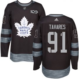 Adidas Toronto Maple Leafs #91 John Tavares Black 1917-2017 100th Anniversary Stitched NHL Jersey