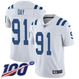 Nike Indianapolis Colts #91 Sheldon Day White Mens Stitched NFL 100th Season Vapor Untouchable Limited Jersey