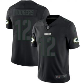 Nike Green Bay Packers #12 Aaron Rodgers Black Mens Stitched NFL Limited Rush Impact Jersey