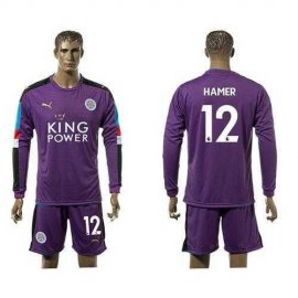 Leicester City #12 Hamer Purple Goalkeeper Long Sleeves Soccer Club Jersey