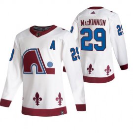 Colorado Avalanche #29 Nathan MacKinnon White Mens Adidas 2020-21 Reverse Retro Alternate NHL Jersey