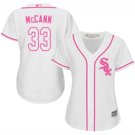 Chicago White Sox #33 James McCann White/Pink Fashion Womens Stitched MLB Jersey