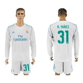 Real Madrid #31 R.Yanez White Home Long Sleeves Soccer Club Jersey