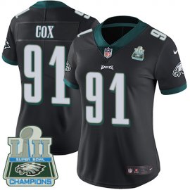 Nike Philadelphia Eagles #91 Fletcher Cox Black Alternate Super Bowl LII Champions Womens Stitched NFL Vapor Untouchable Limited Jersey