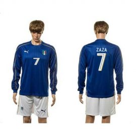 Italy #7 Zaza Blue Home Long Sleeves Soccer Country Jersey