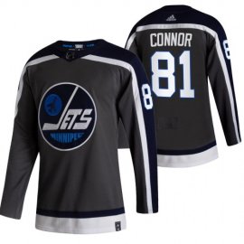 Winnipeg Jets #81 Kyle Connor Black Mens Adidas 2020-21 Reverse Retro Alternate NHL Jersey