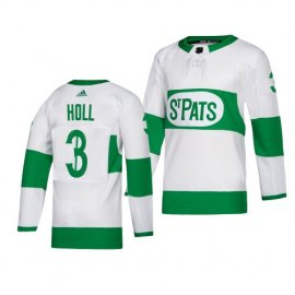 Toronto Maple Leafs #3 Justin Holl adidas White 2019 St. Patricks Day Authentic Player Stitched NHL Jersey