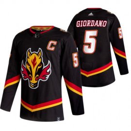 Calgary Flames #5 Mark Giordano Black Mens Adidas 2020-21 Reverse Retro Alternate NHL Jersey