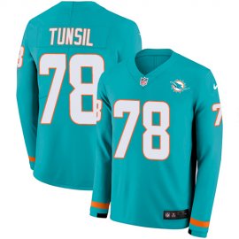 Nike Miami Dolphins #78 Laremy Tunsil Aqua Green Team Color Mens Stitched NFL Limited Therma Long Sleeve Jersey