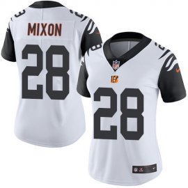 Nike Cincinnati Bengals #28 Joe Mixon White Womens Stitched NFL Limited Rush Jersey