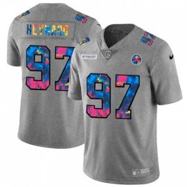 Pittsburgh Steelers #97 Cameron Heyward Mens Nike Multi-Color 2020 NFL Crucial Catch NFL Jersey Greyheather